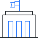 Icon of a government building with a flag