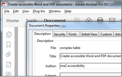 Add the document title in the Title field