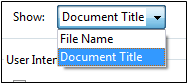 choose document title in the show drop-down list