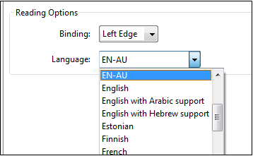 Choose a language in the Language drop-down list