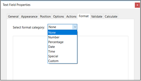 Select format category