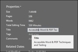 Screen shot of the document title dialog box