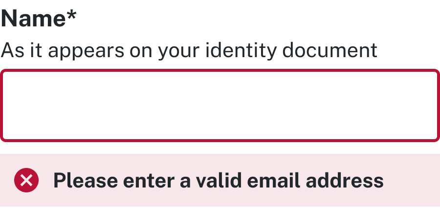 Correct error validation | Accessibility and Inclusivity Toolkit | Digital NSW