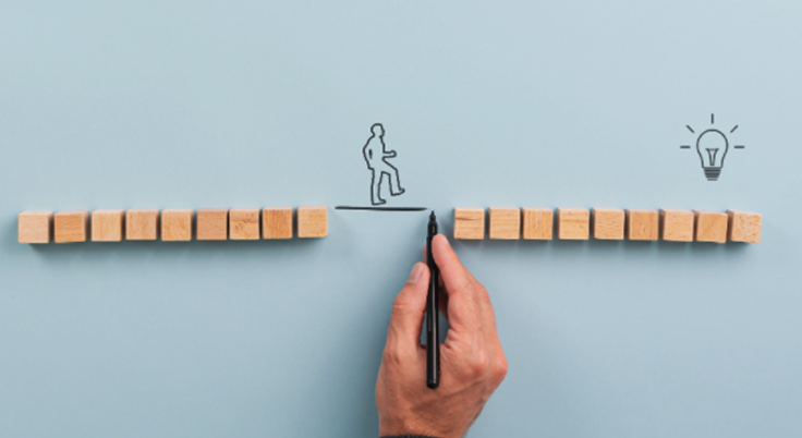 Hand drawing bridge to light bulb | Test and Buy Innovation | Digital NSW