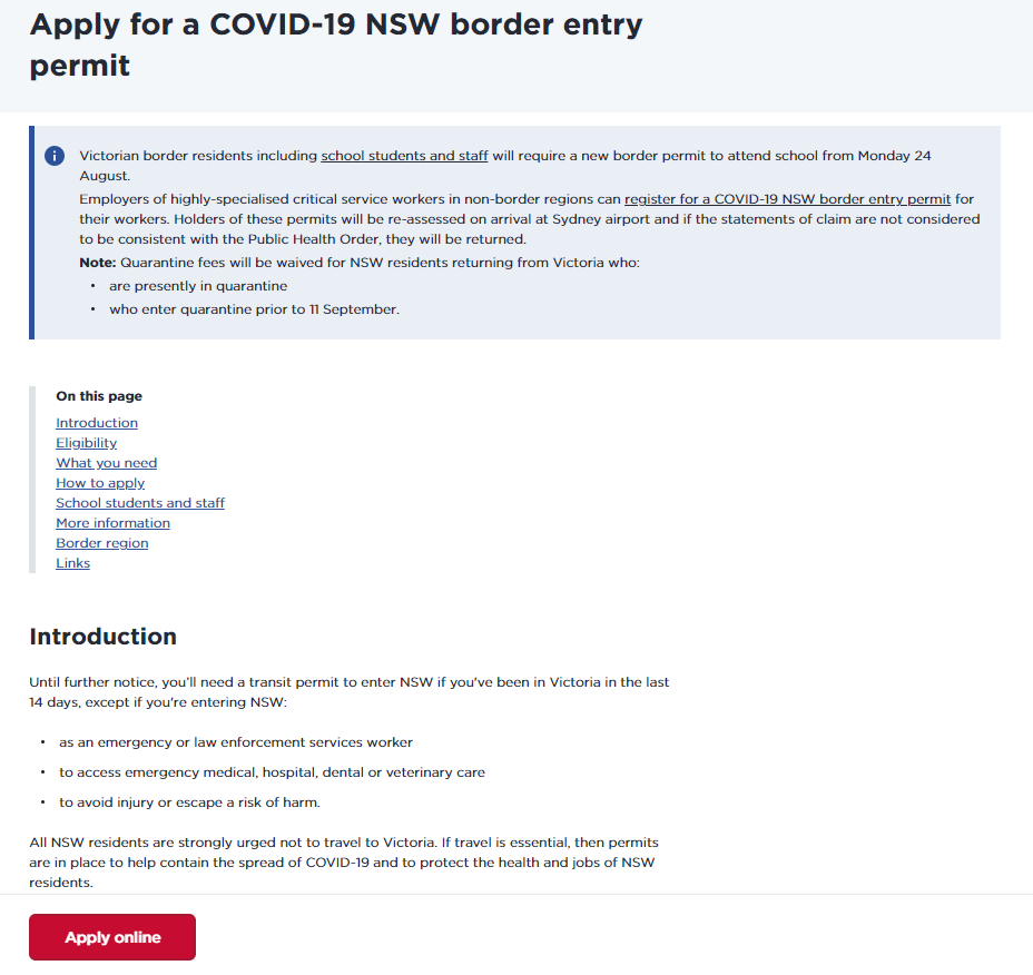 Instructions on how to apply for a COVID Border Permit
