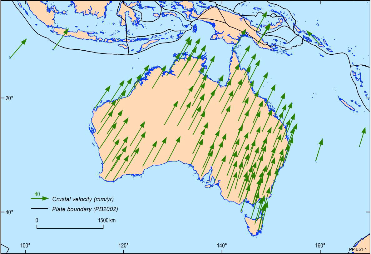 Tectonic motion of the Australian continent
