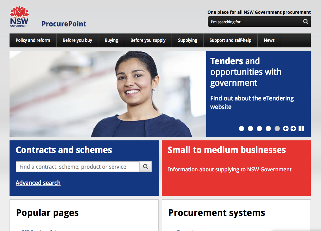 Screenshot of ProcurePoint website